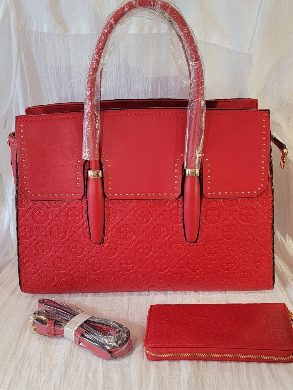 Classic Fashion BCH-9016W Red Large Tote & Matching Wallet NWT